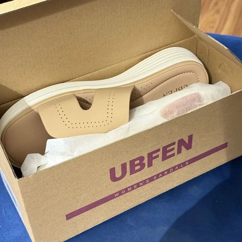 UBFEN Womens Platform Sandals Slide Wedge Sandals Size 9 A-khaki
